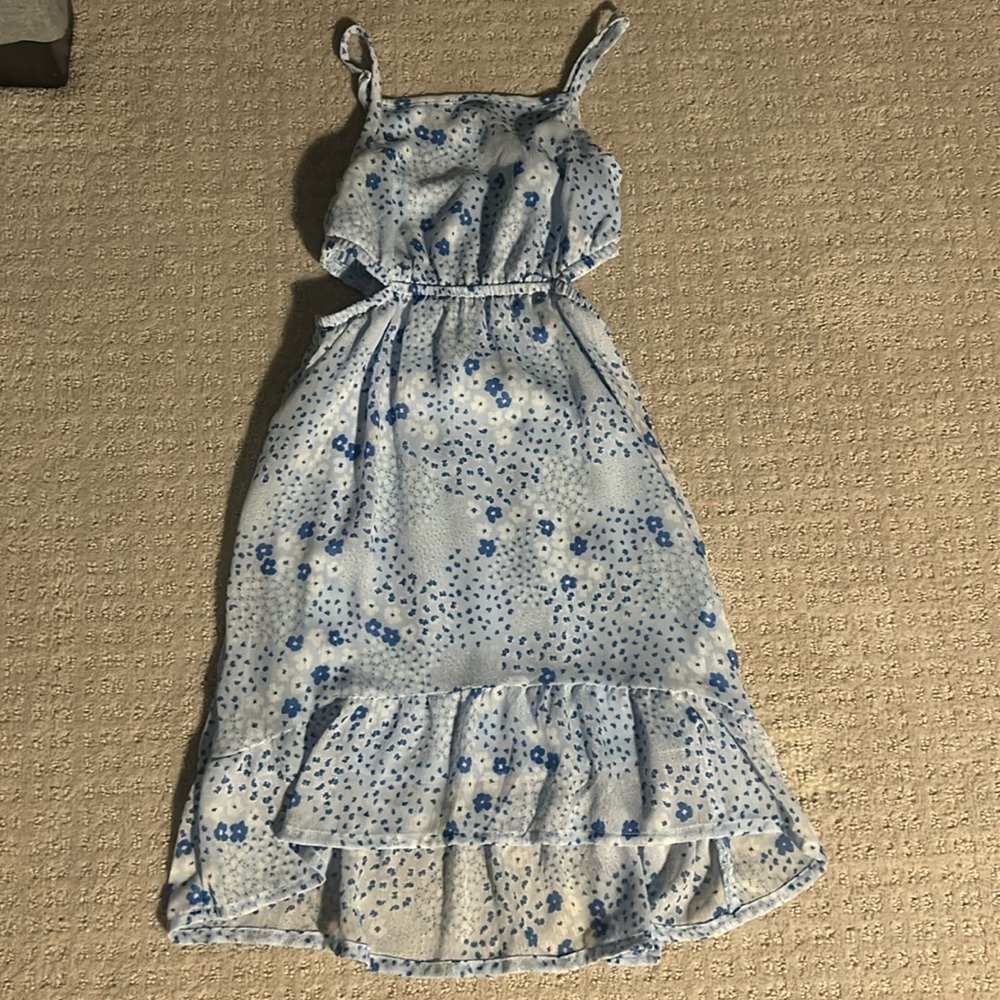 blue floral dress